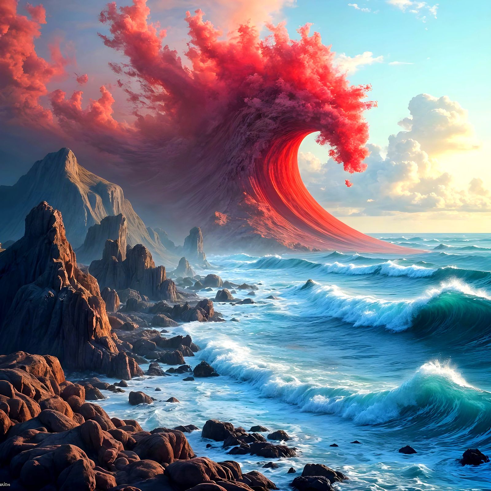 Giant Red Wave Soothing the Earth