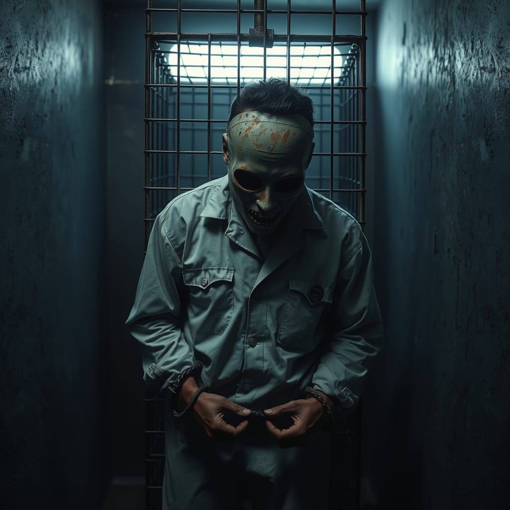 Prisoner Trapped in Dark, Gritty Cell
