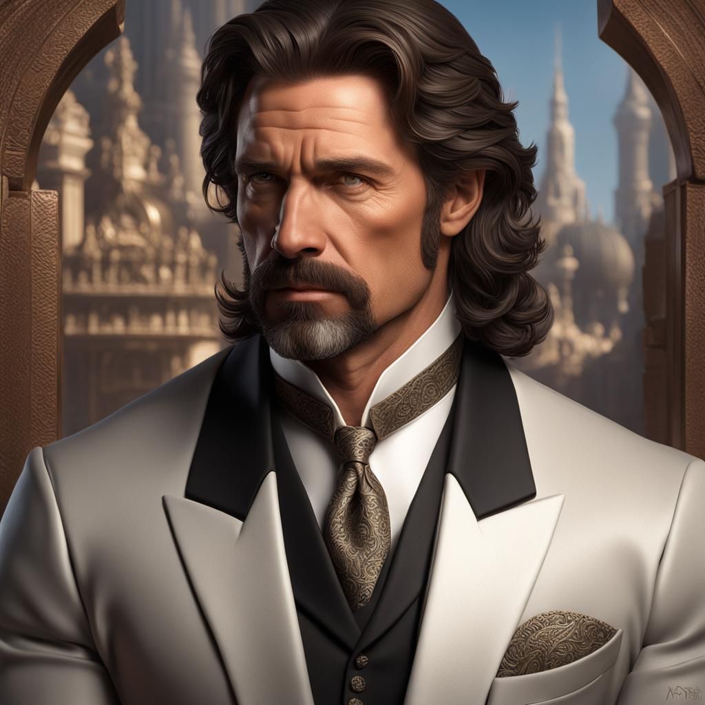 Handsome Father in Formal Suit: Hyperdetailed Portrait