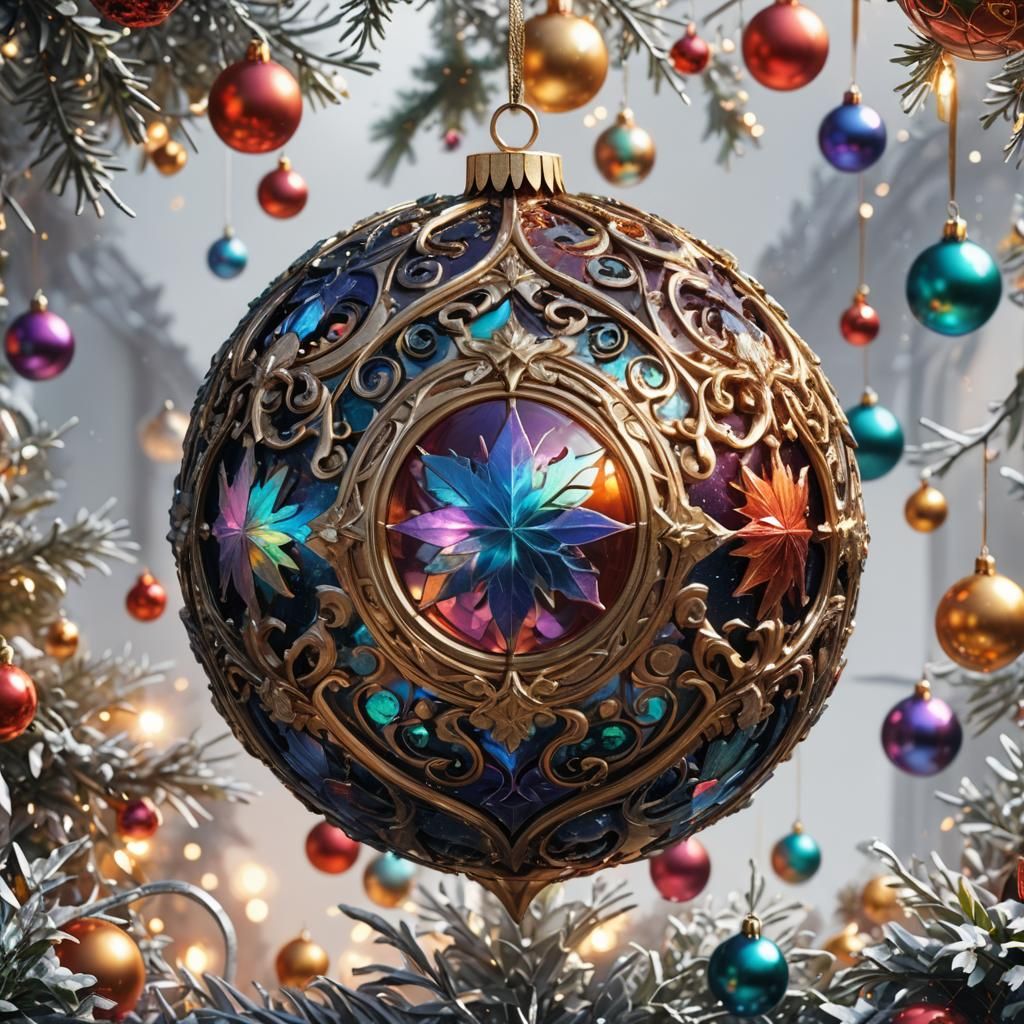 Ornate Christmas Sphere with Name, Fantasy Matte Painting