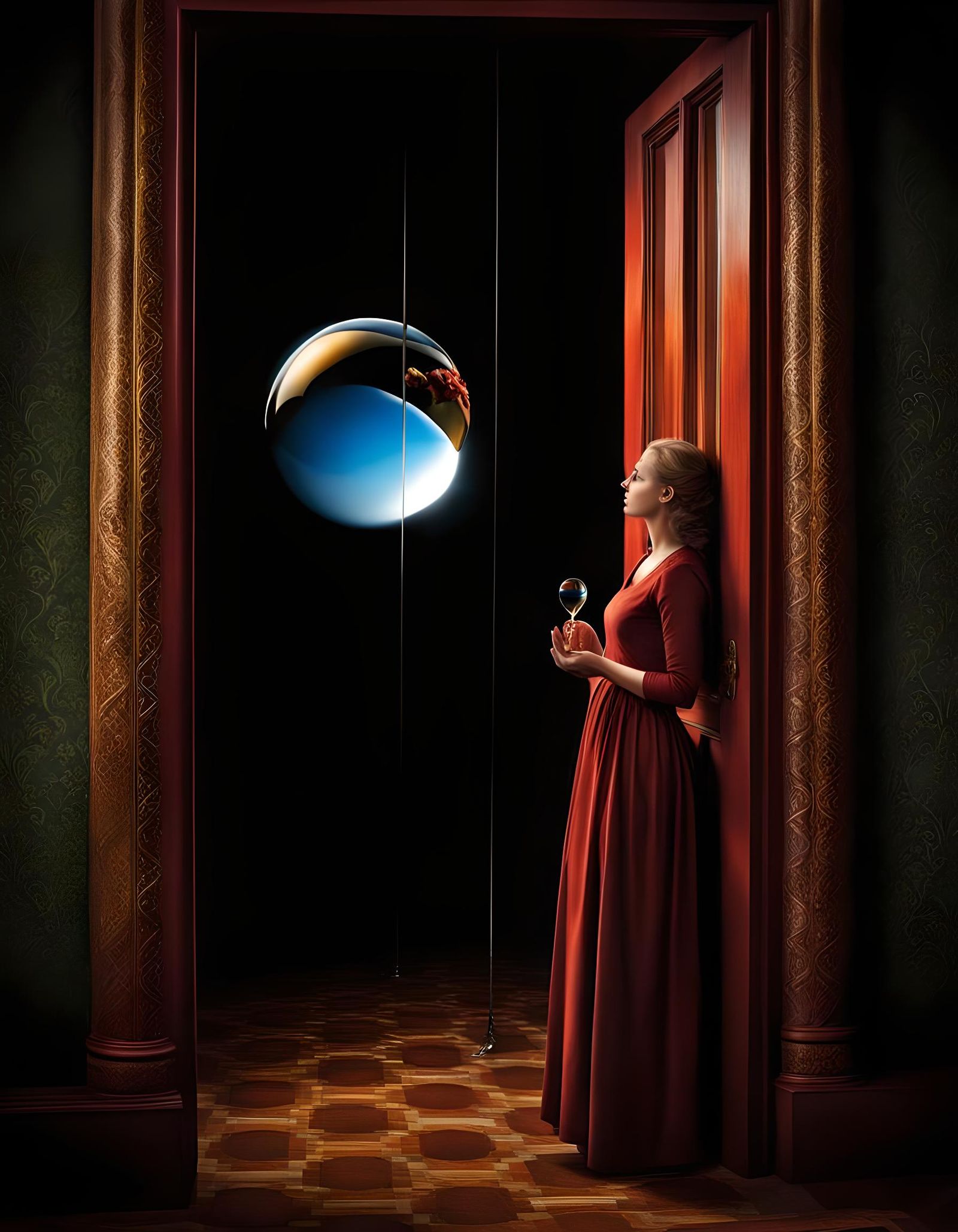 Surreal Castle Landscape with Atmospheric Refraction