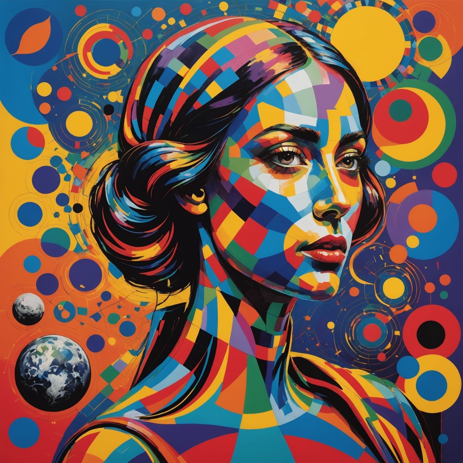 Vibrant Abstract Fusion of Artistic Styles and Mathematics