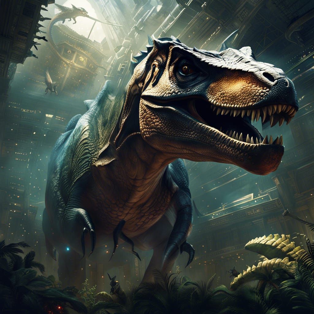 Dinosaur Galaxy Double Exposure in Dramatic Lighting