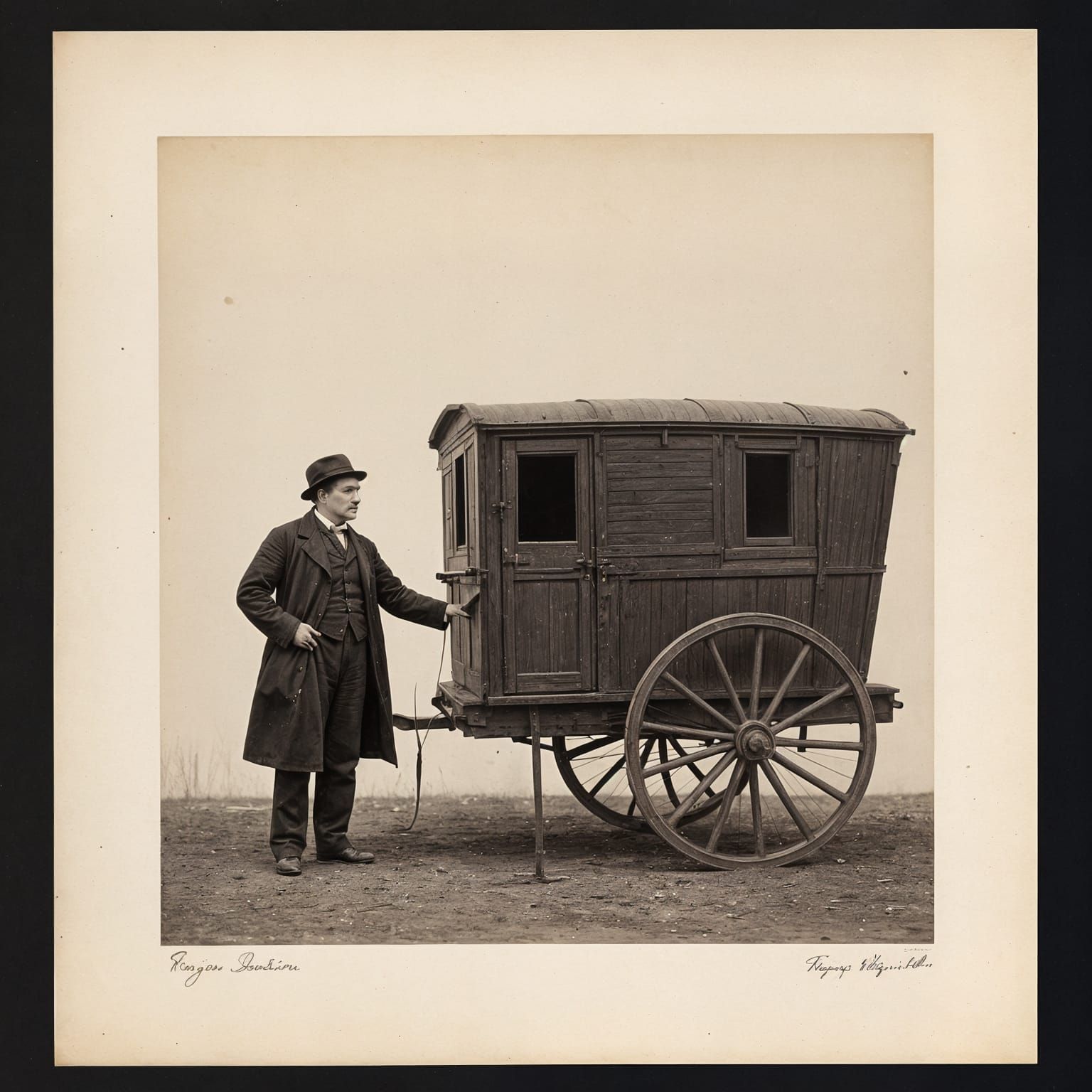 Vintage Photograph: Fenton's Assistant and Wagon, 1855