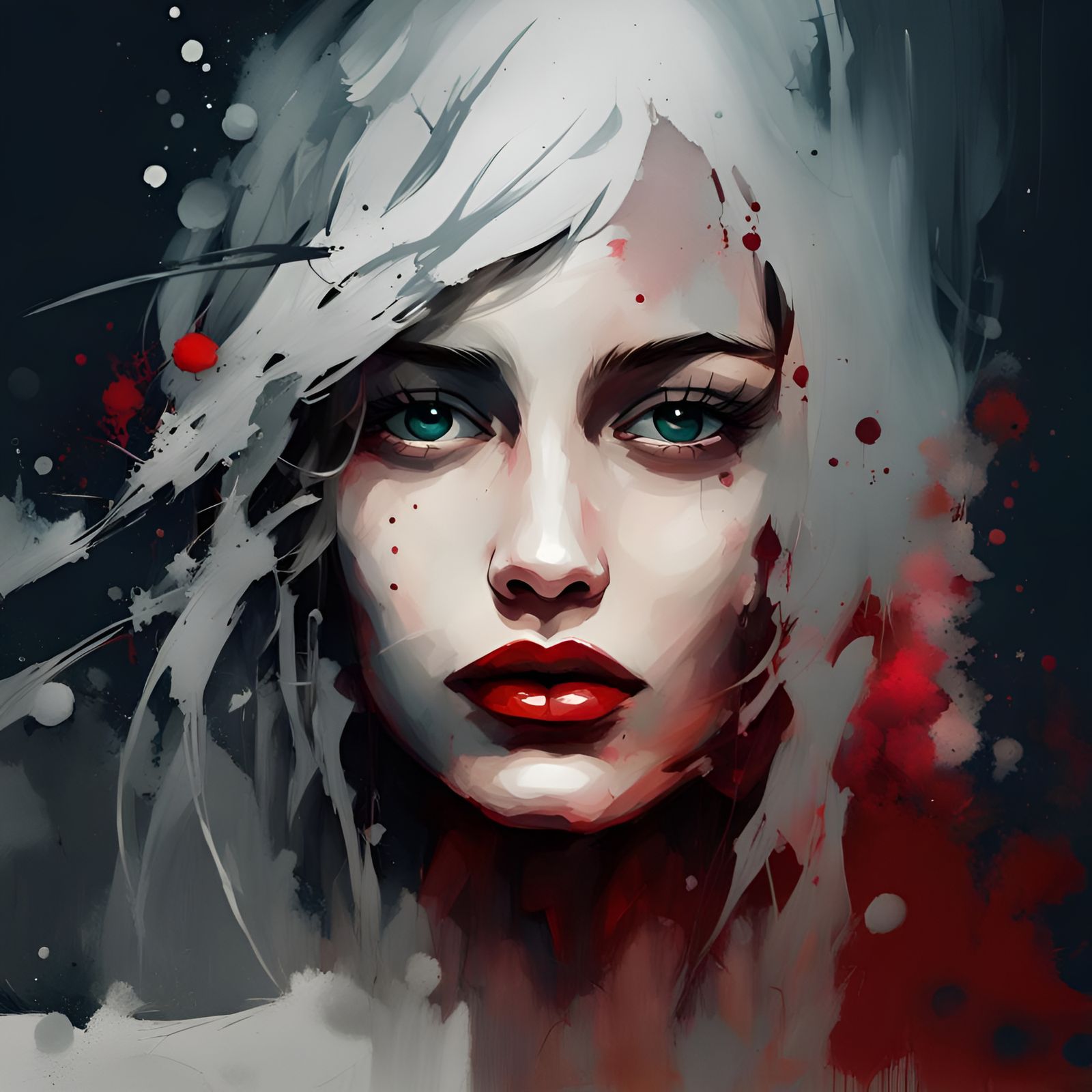 Abstract Expressionism: Galactic Woman in Ink Splatter