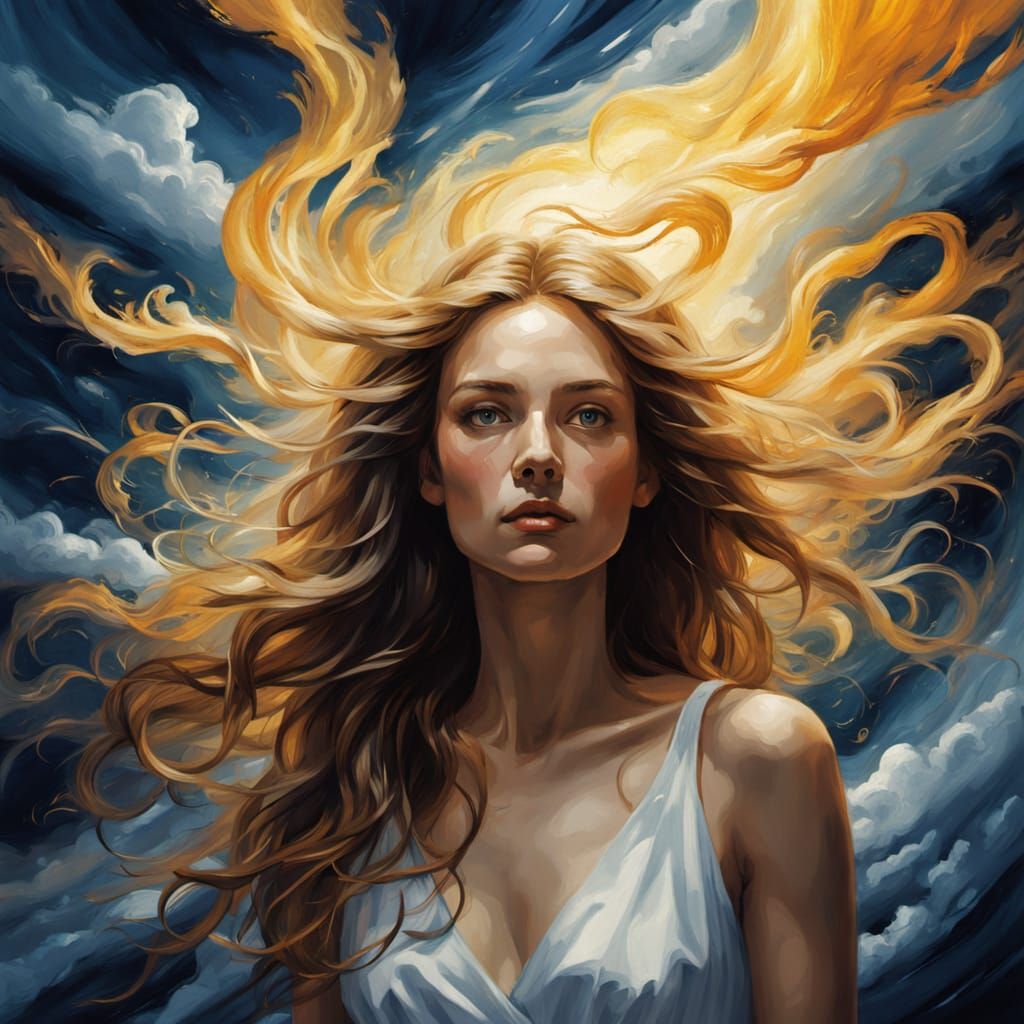 Tornado Goddess Liza in Vibrant Golden Light