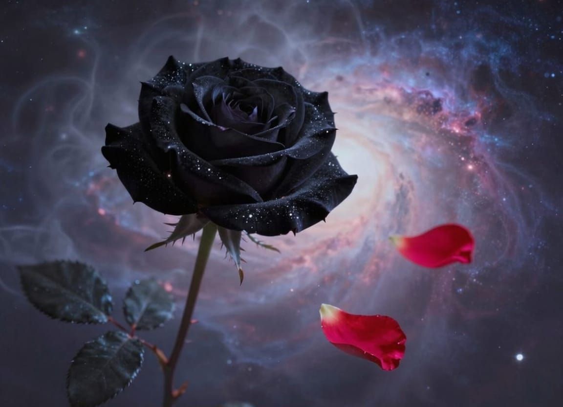 Ethereal Rose Drifting Through Cosmic Mist
