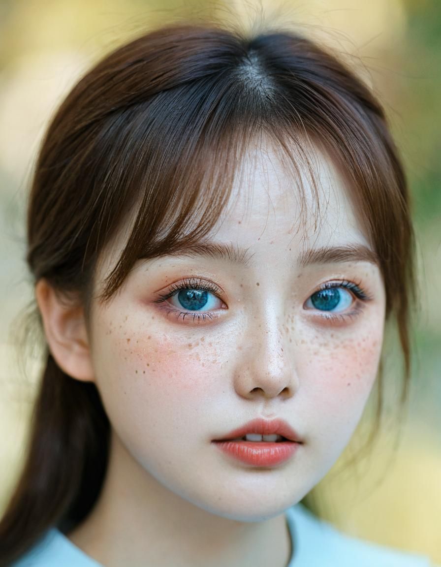 Detailed Portrait of a Young Woman with Freckles