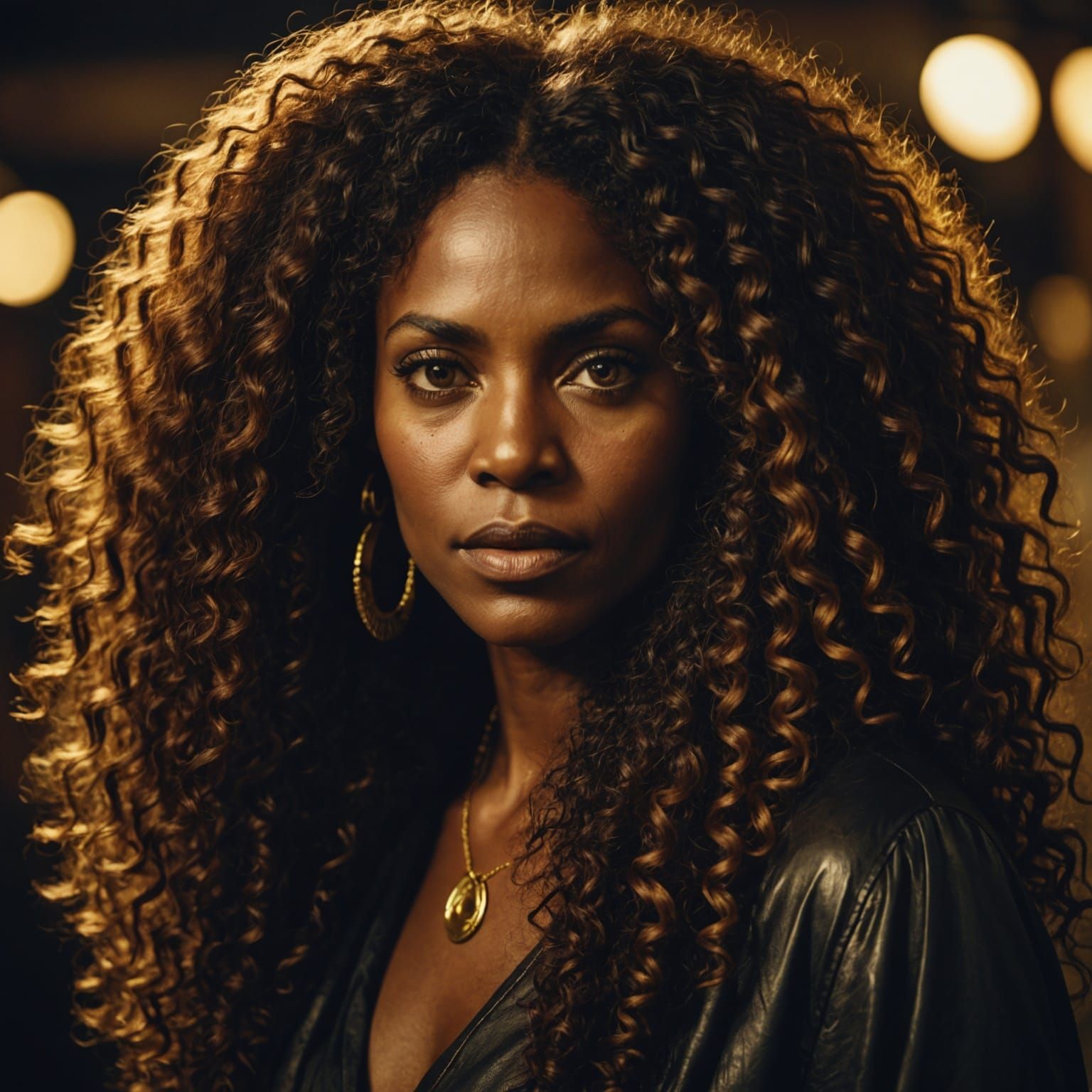 Dramatic Portrait of Black Woman with Golden Eyes