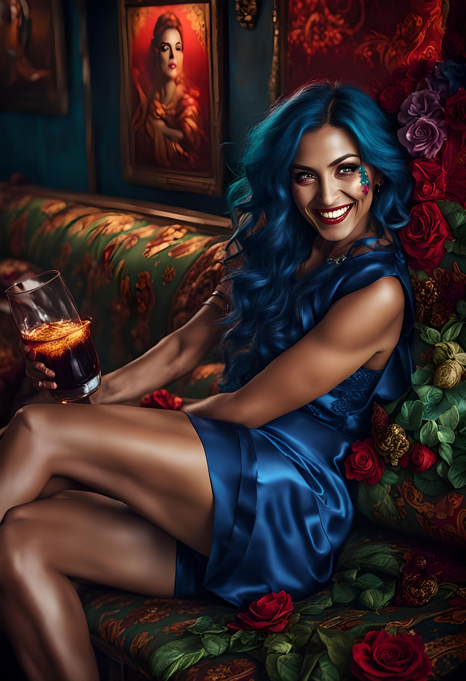 Steampunk Woman with Flirty Smile in Detailed Matte Painting