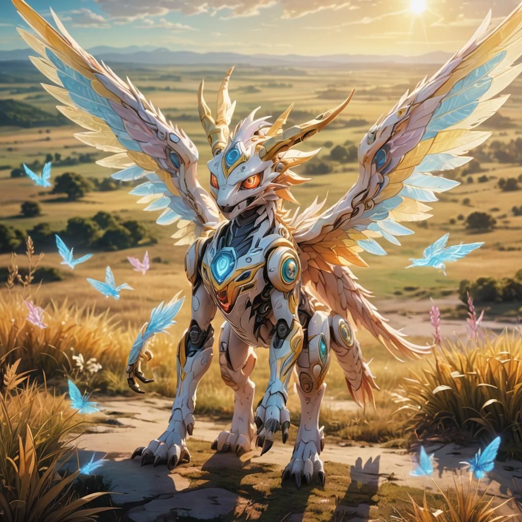 Digimon Latte Art Plains in Anime Style