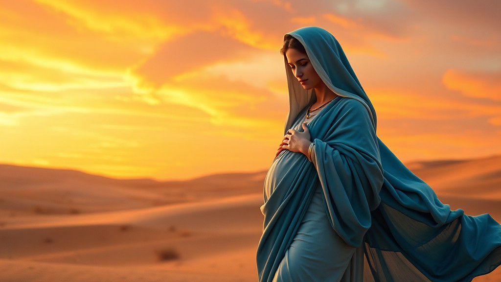 Virgin Mary in Desert Landscape: Matte Painting