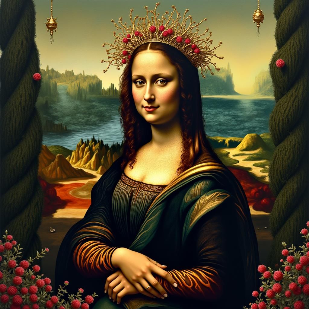 Mystical Mona Lisa in a Baroque Setting