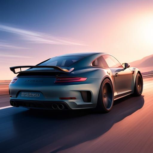 Rottweiler Driving Porsche 911: Detailed Matte Painting