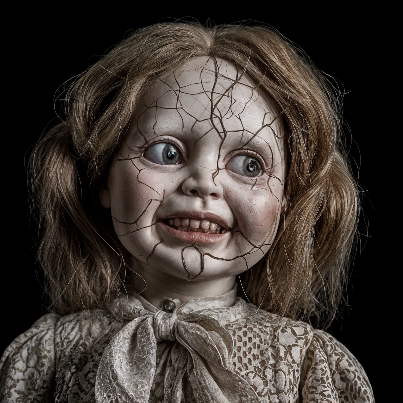 Sinister Porcelain Doll with Cracked Face