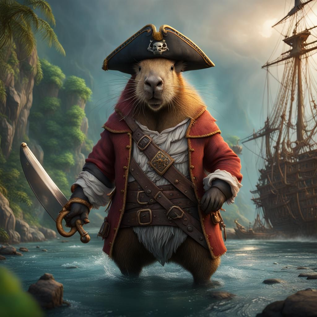 Capybara Pirate in Detailed Fantasy Art