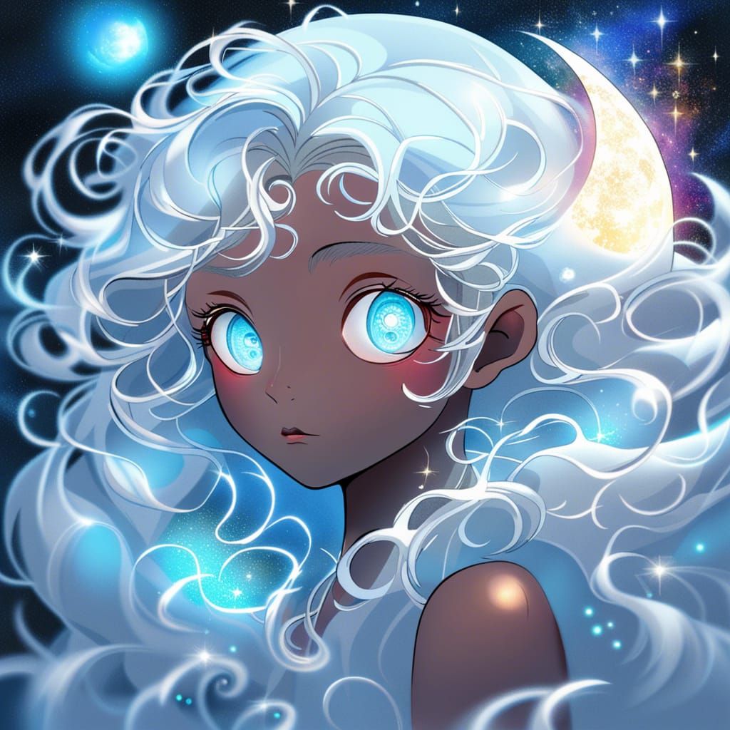 Ethereal Moon Spirit in Watercolor Ink Style