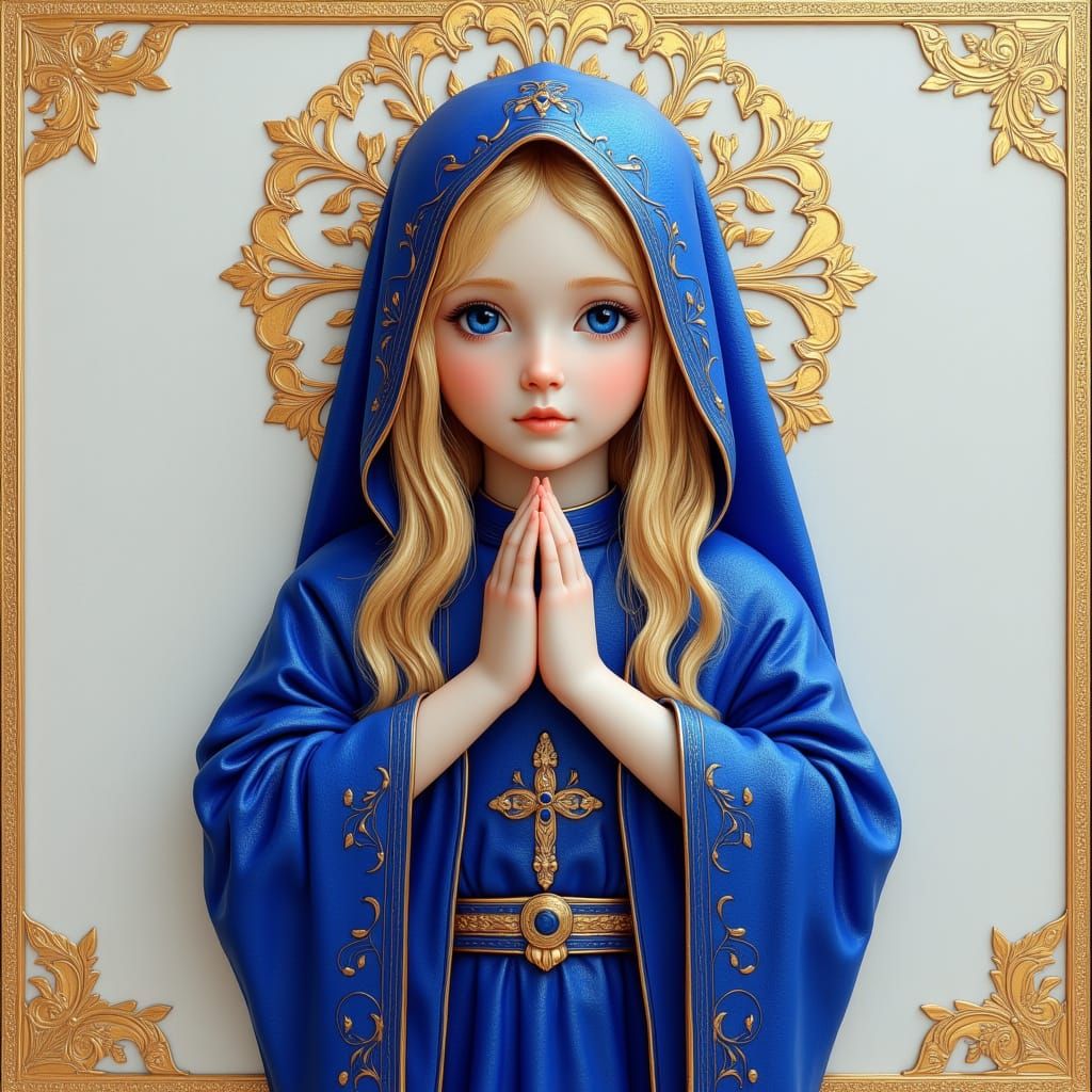 Blonde Priestess in Mystical Blue Robe