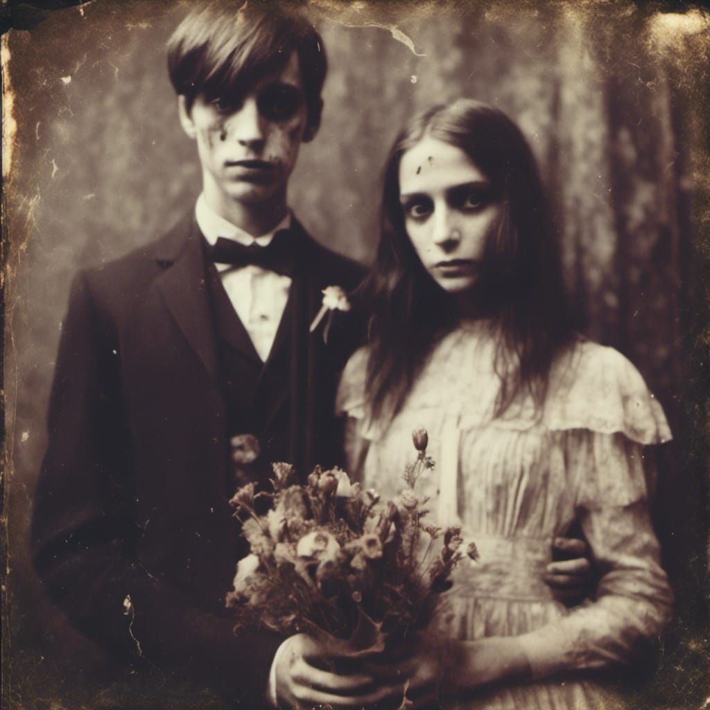 Haunted Hotel Prom: Ghostly Couple's Vintage Photo