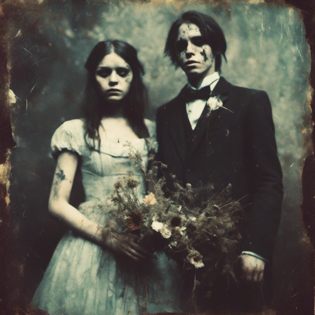 Ghosts at Haunted Hotel Prom: Vintage Polaroid