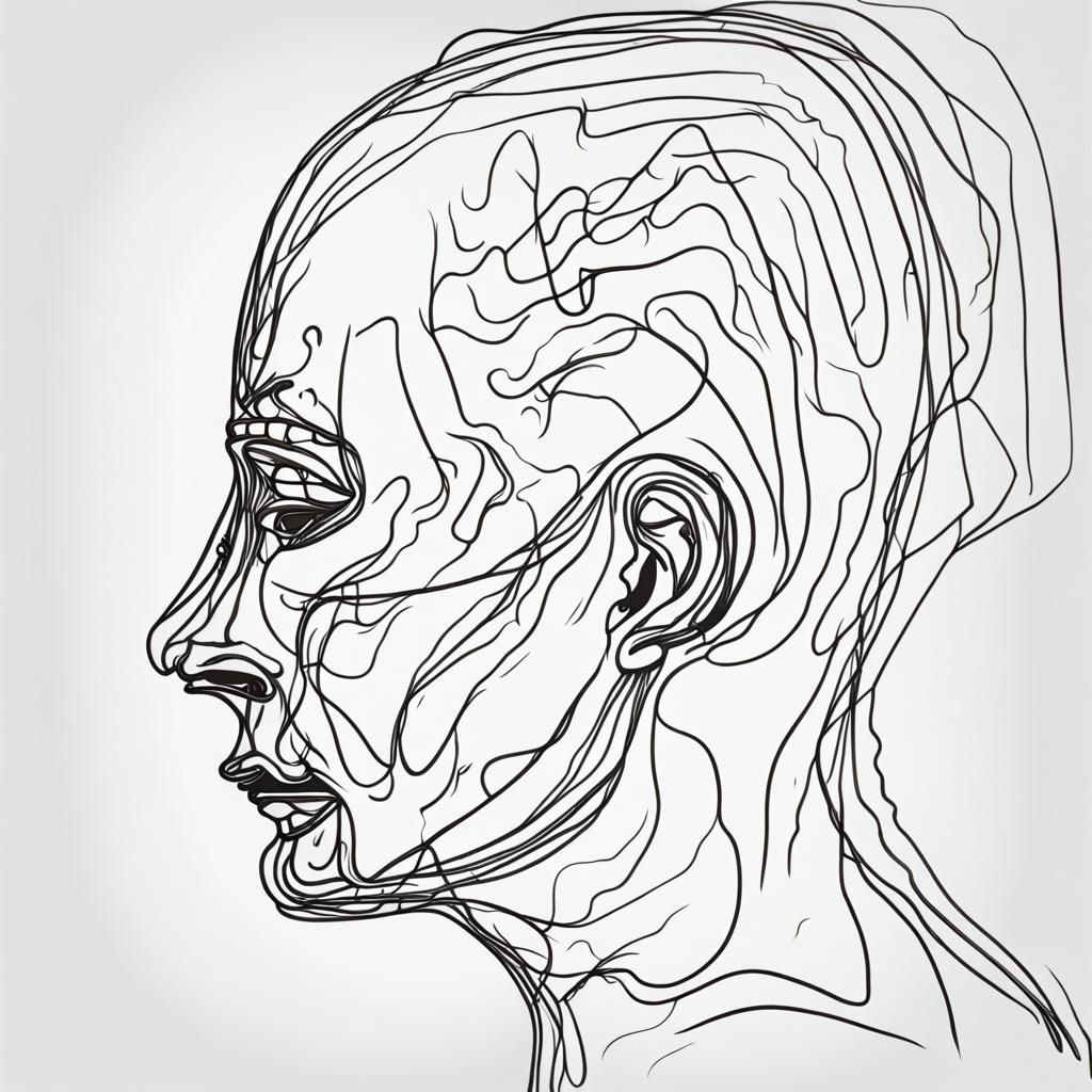 Minimalist Line Art: Human vs. Negative Thoughts