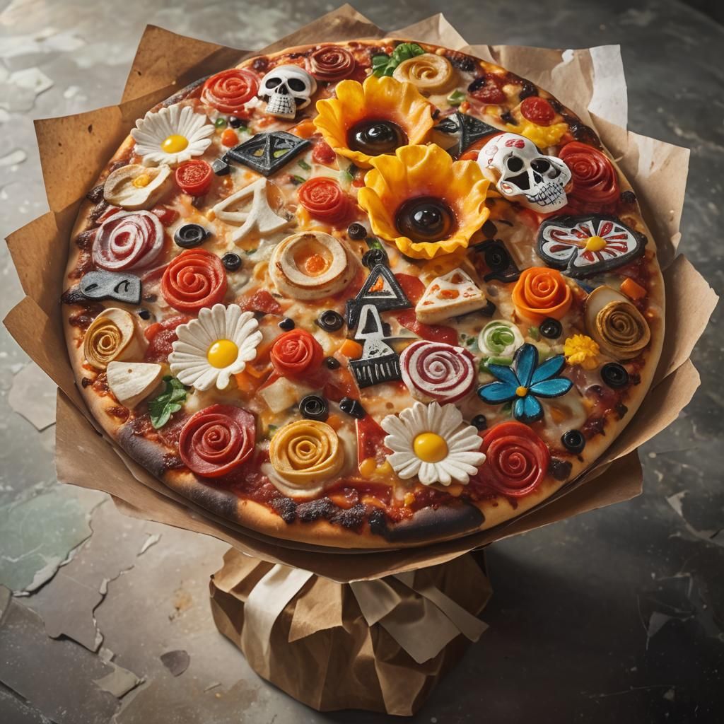 Cubist Death Chef's Pizza Tarot Card in Picasso Style