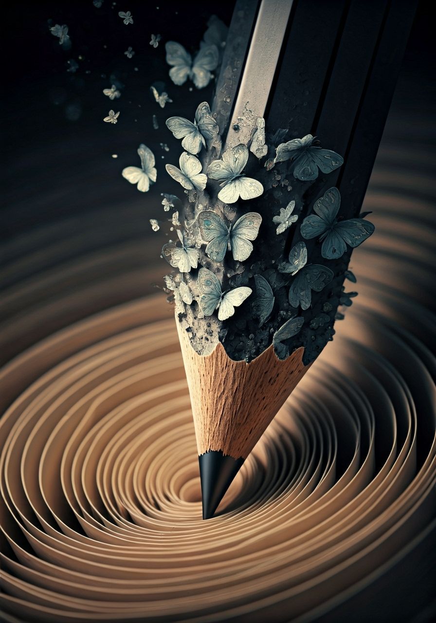 Iridescent Butterflies Emerge From Giant Pencil