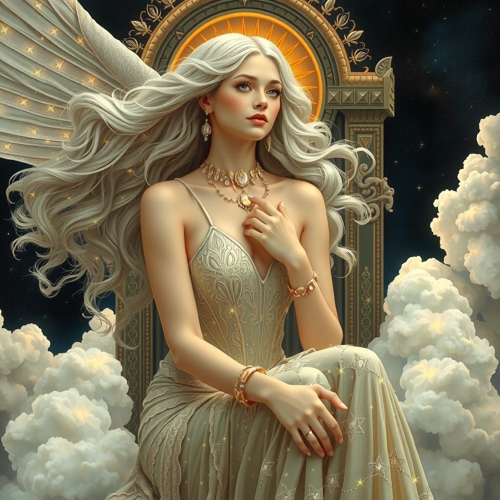 Ethereal Goddess in Art Nouveau Style