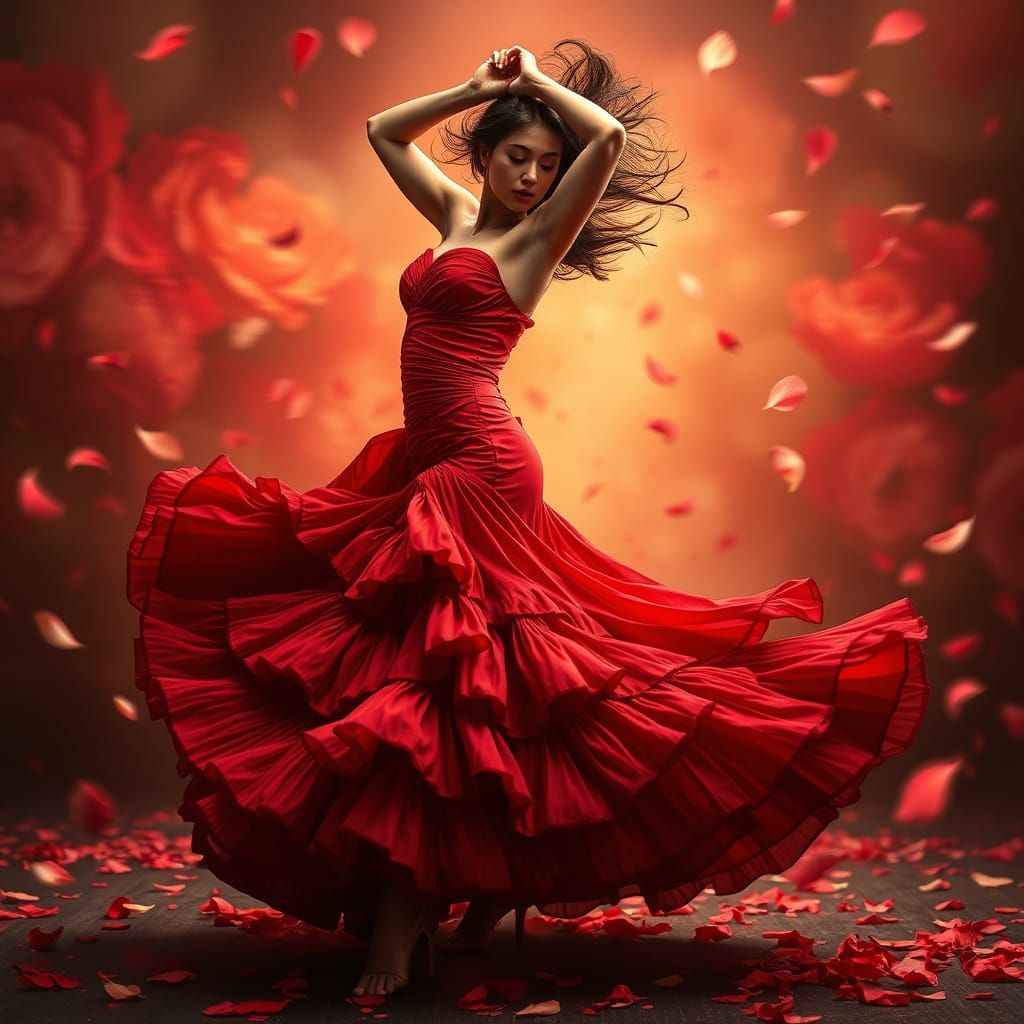 Dramatic Fiery Flamenco Dancer in Anime Style