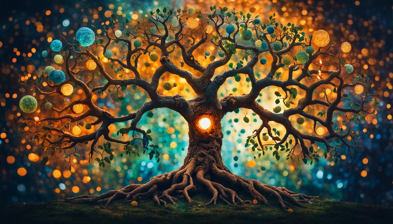 Tree of Life: Abstract Art in Complementary Colors
