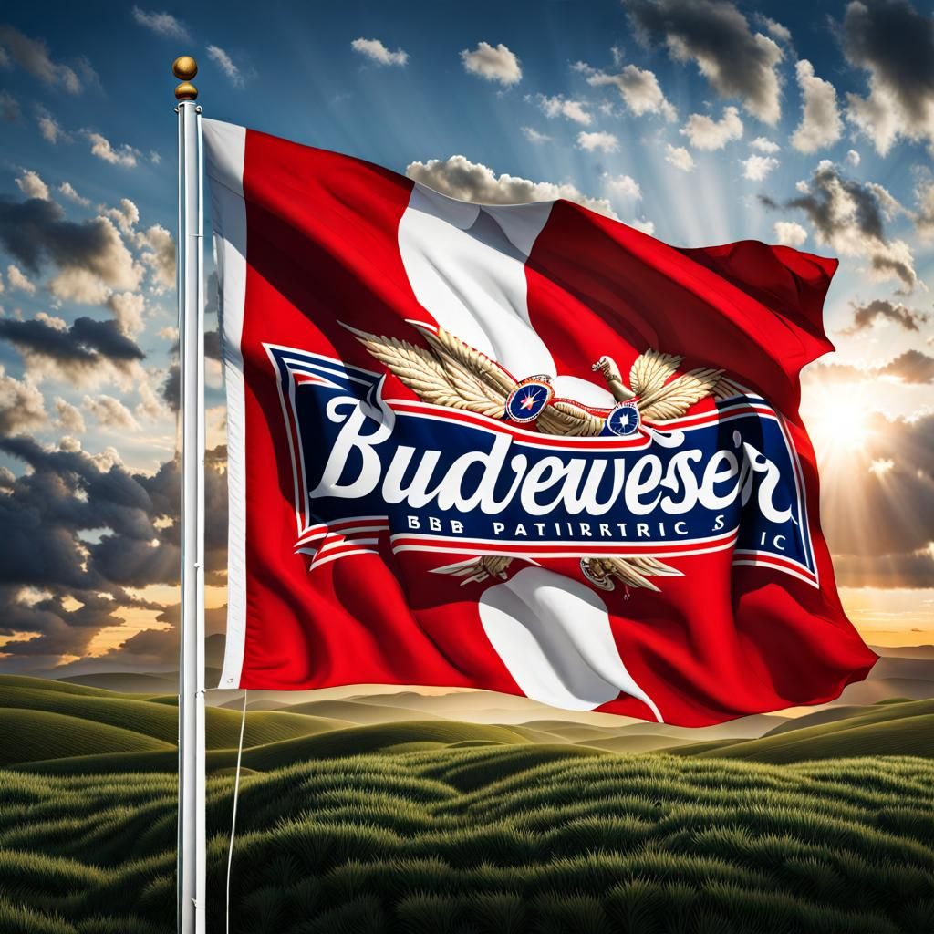 Patriotic Budweiser Beer Flag