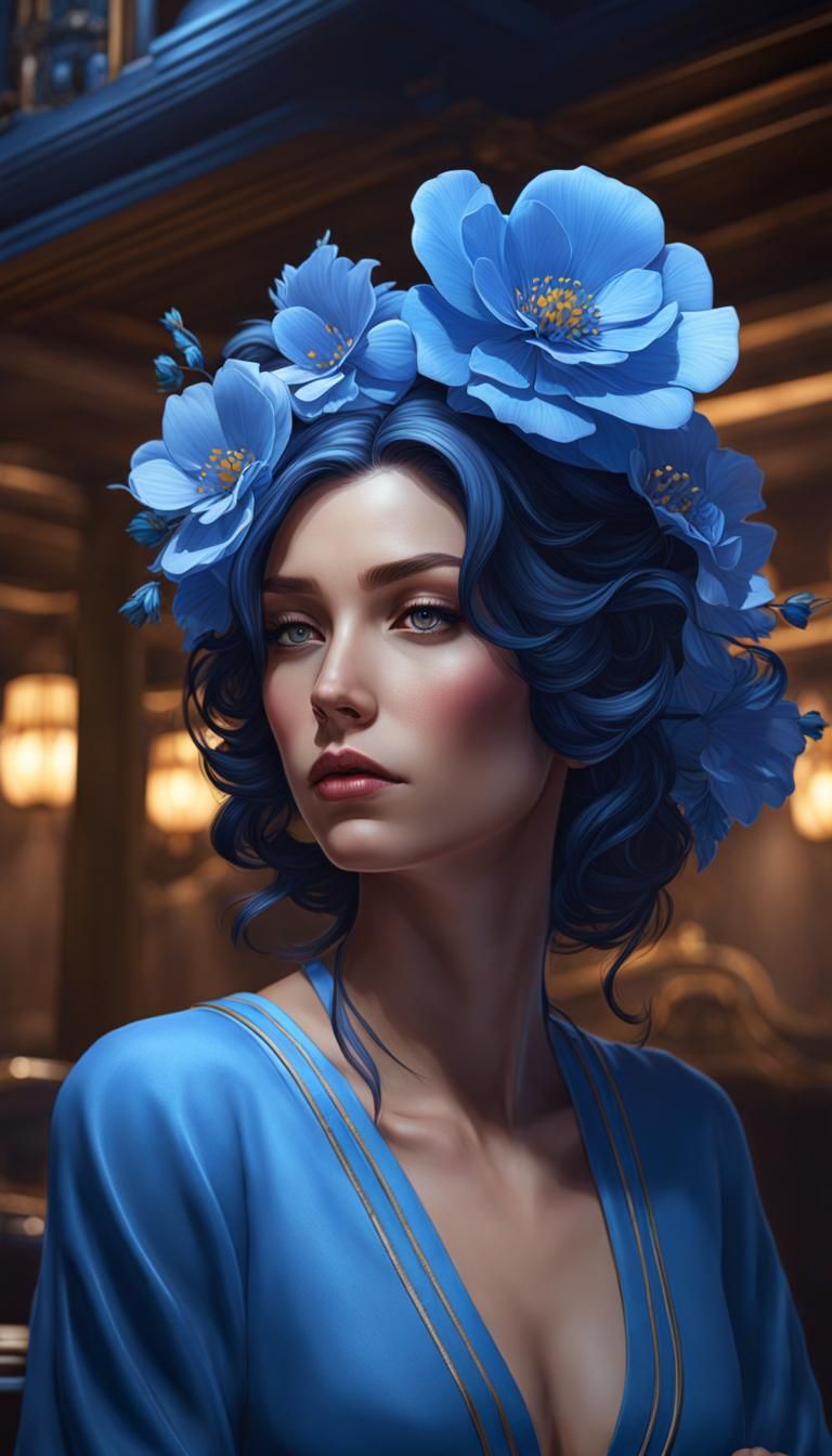 Blue Flower in Mexico City: Detailed Digital Art