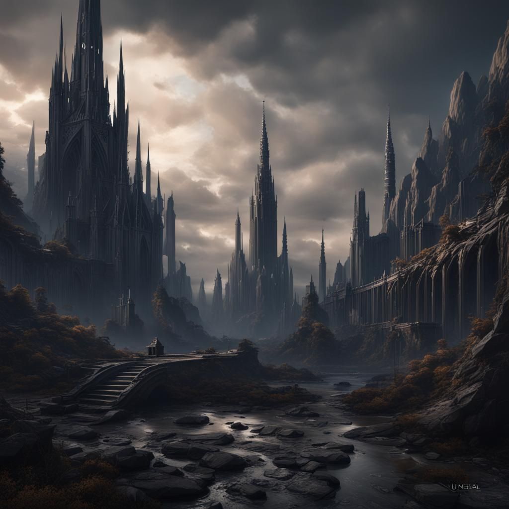 Futuristic Gothic Landscape in Detailed Matte Painting
