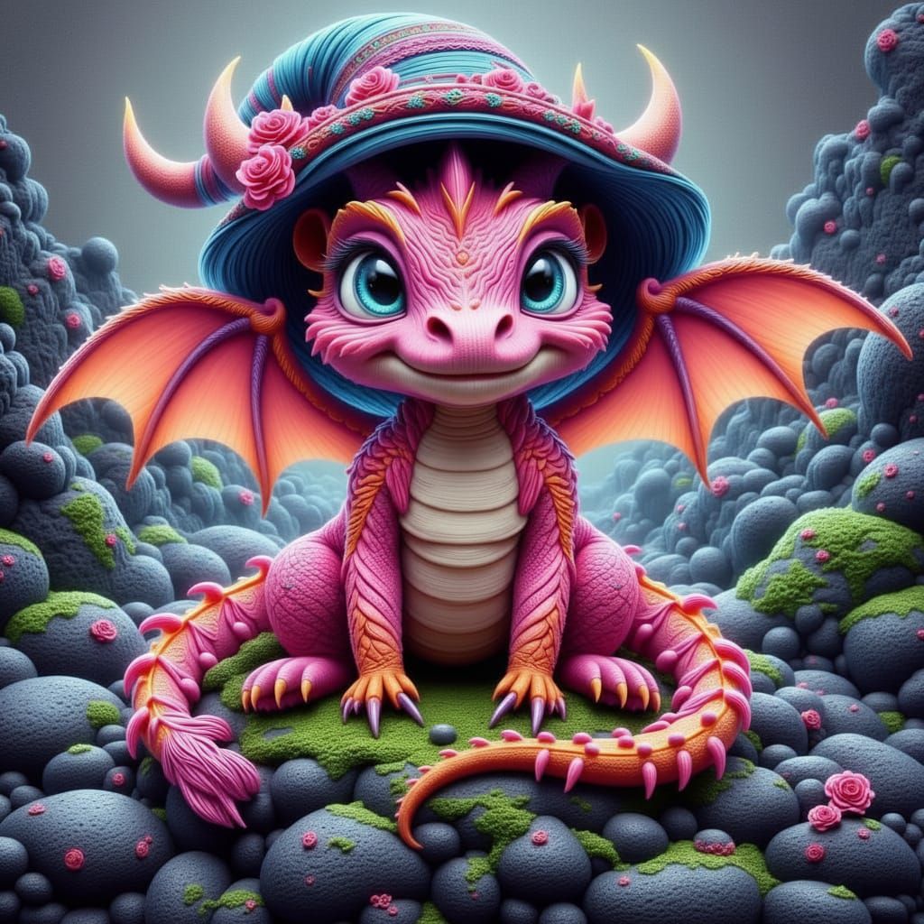 Pink Dragon Sorceress in Graffiti Art Style
