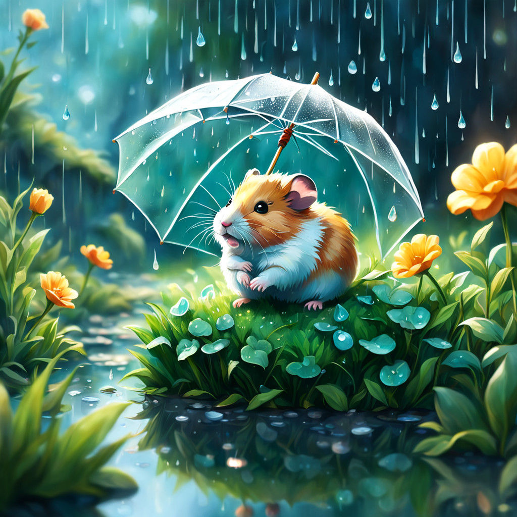 Fantasy Hamster in Whimsical Dreamlike Scene