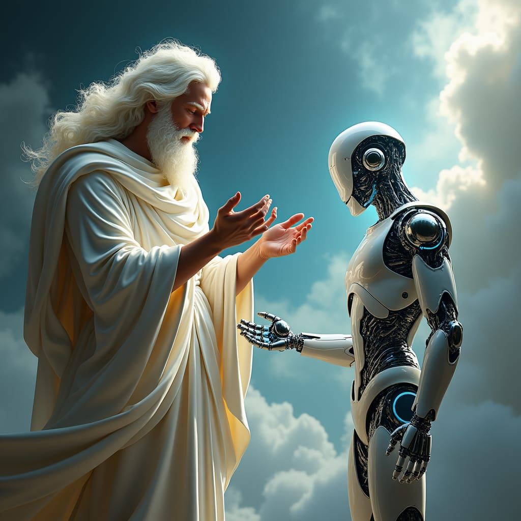 Adam and Robot: A Digital Creation in Sci-Fi Style