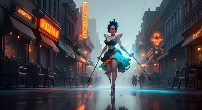 Betty Boop Walks Down Main Street