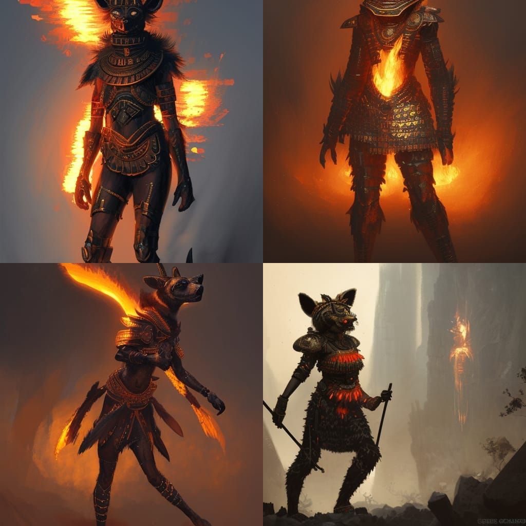 Fiery Furry Heroine in Dark Fantasy Concept Art