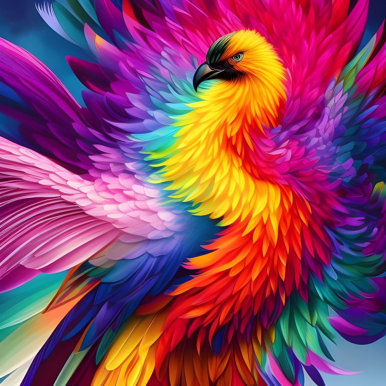 Iridescent Rainbow Phoenix Digital Painting
