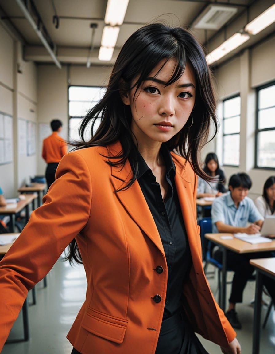 Energetic Manga Portrait of Japanese Student