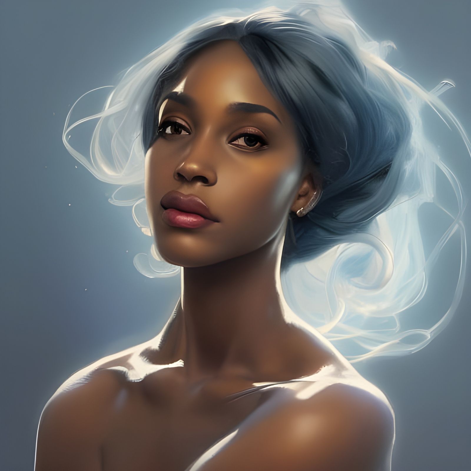 Elegant African American Angel Portrait in Art Nouveau Style
