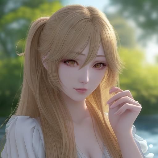 Vibrant Anime Portrait in a Lush Meadow