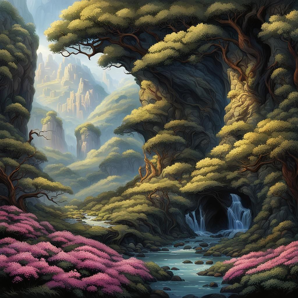 In a valley shaded with rhododendrons, close to the snow lin...