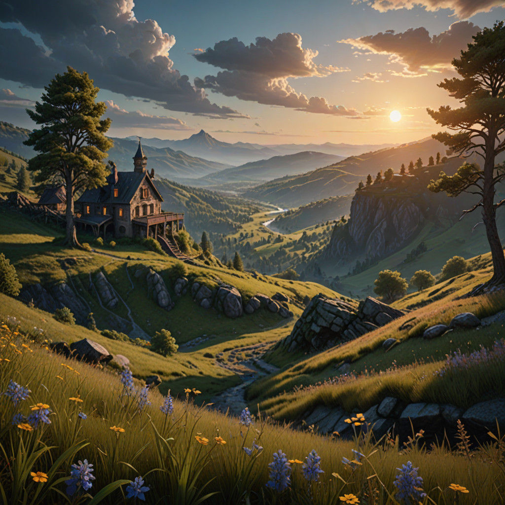 Ethereal Dawn on Fantastical Terrain