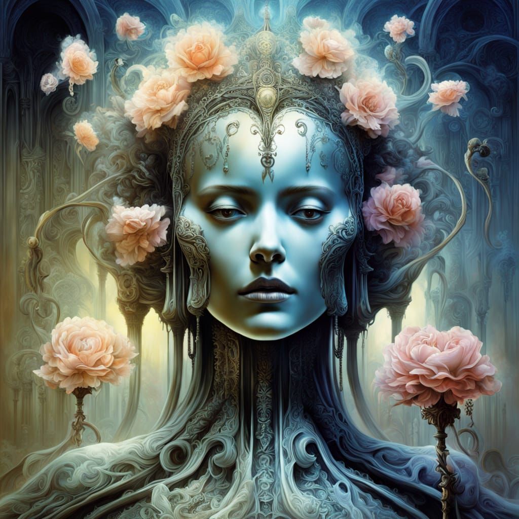 Magical Girl in Whimsical Floral Dreamscape