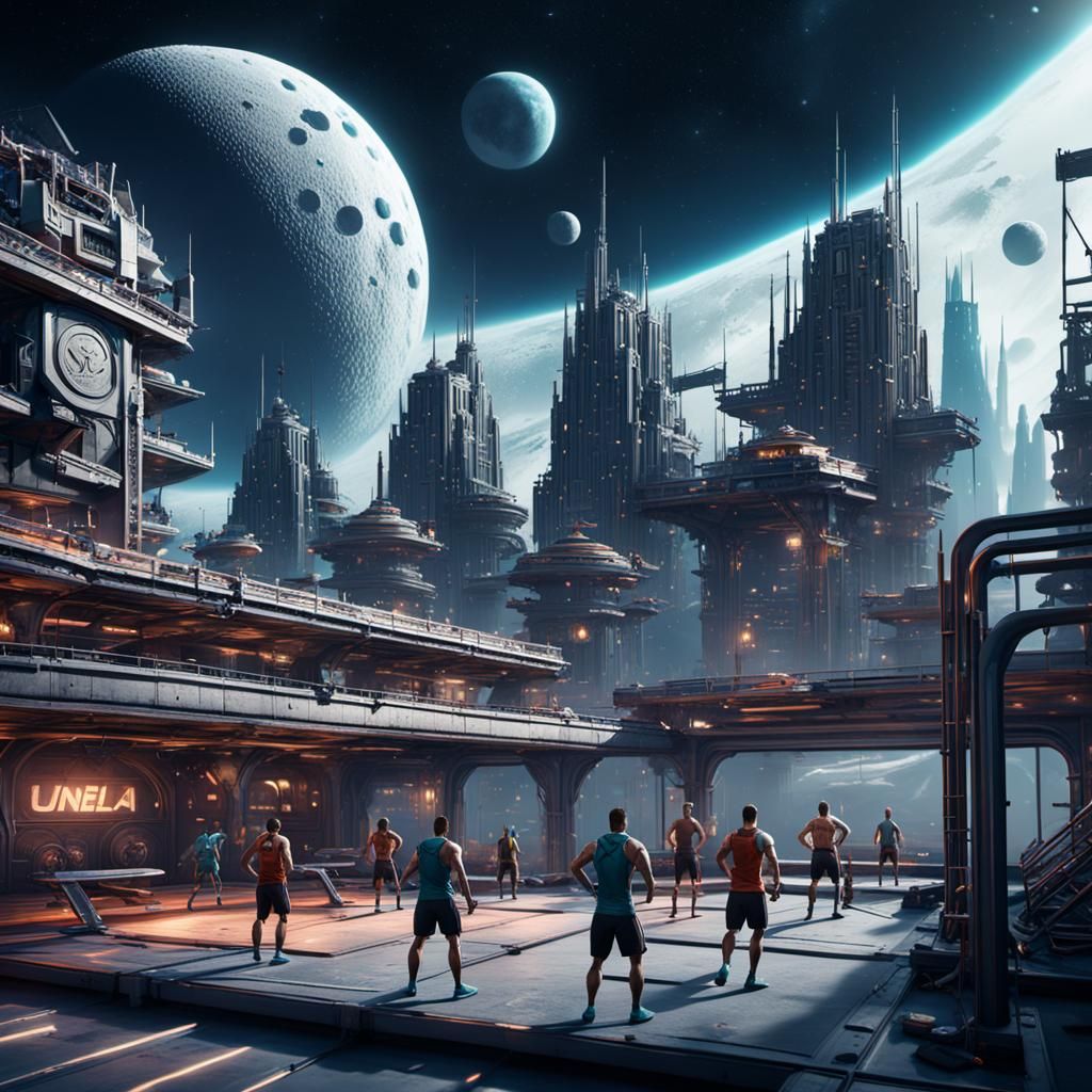 Moon City Gym: Detailed Matte Painting