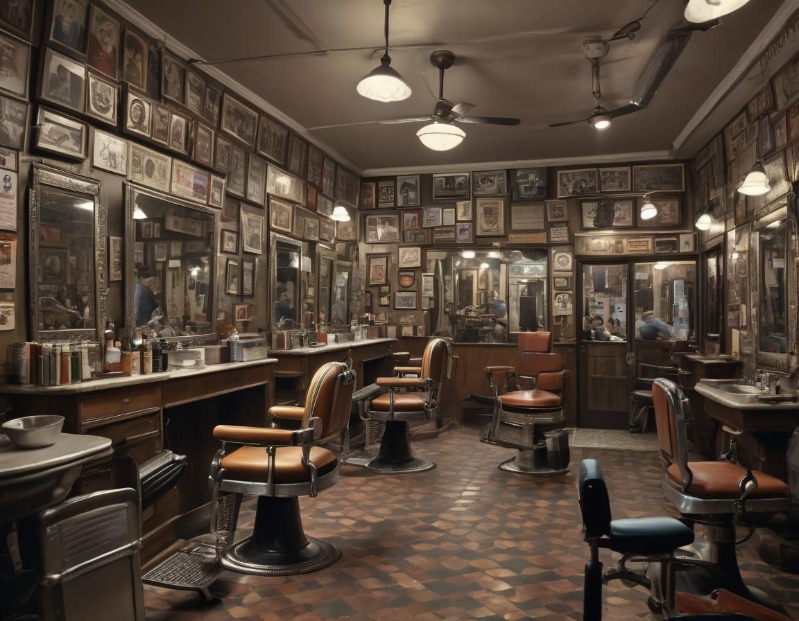 Vintage Indian Barbershop Scene in Warm Haze