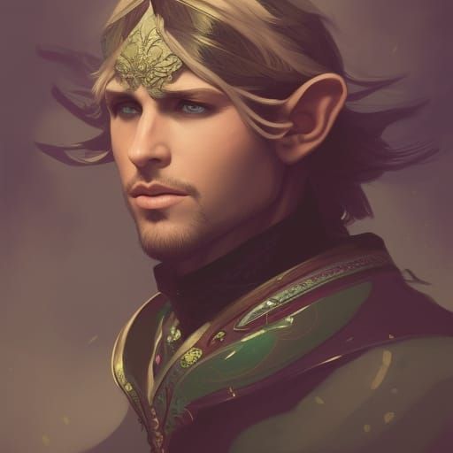 Elven Prince Portrait in Hyperdetailed Art Style