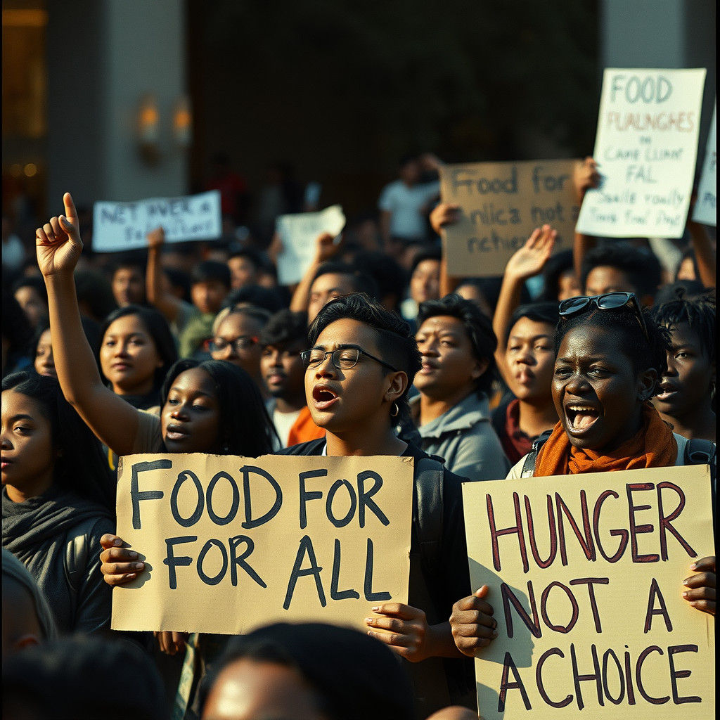 Food Security Protest: Cinematic Film Still