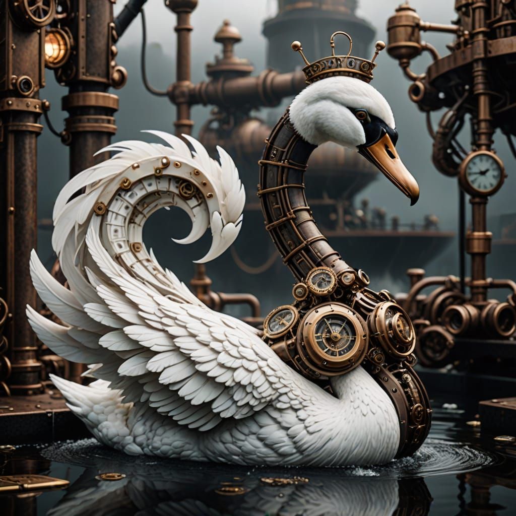 Steampunk Swan Mechanical Marvel